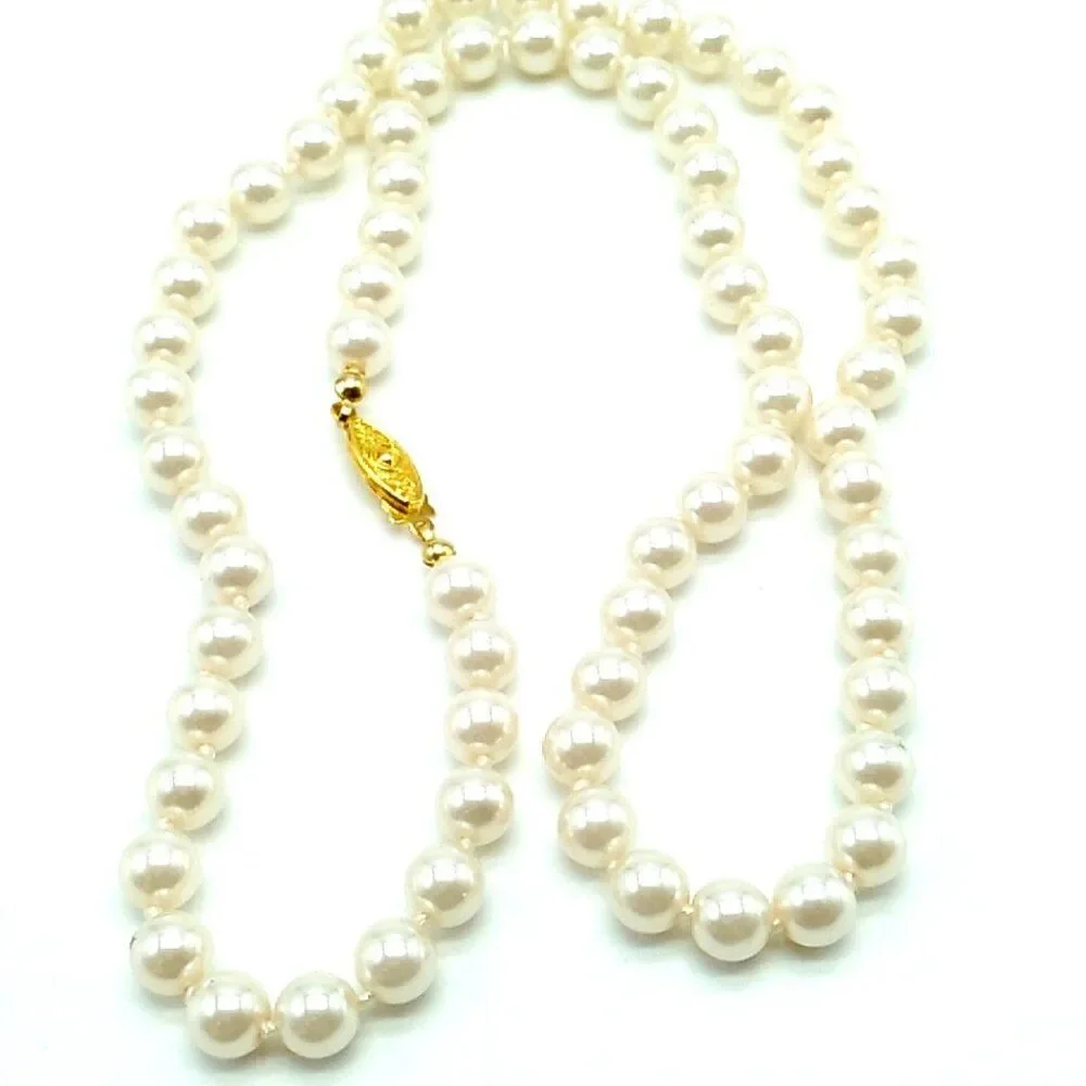 Single Strand Faux Pearl Bib Necklace 22